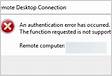 RDP authentication error the function request is not supported